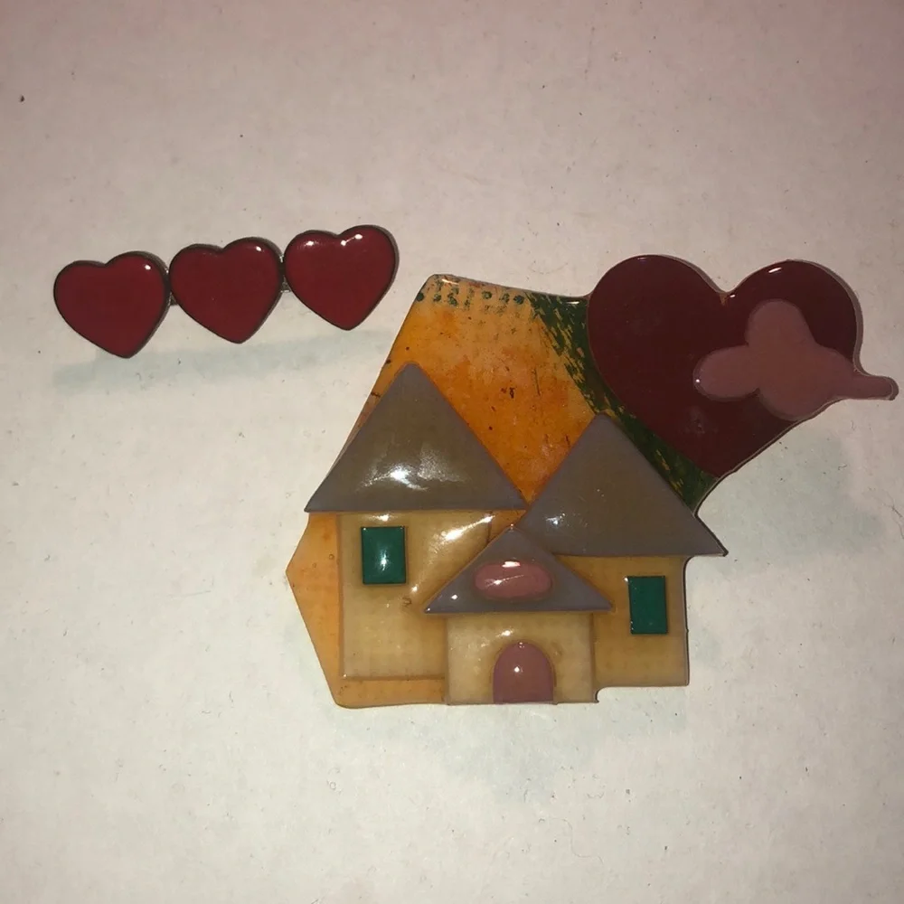 House Pin by Lucinda and Heart Pin - Picture 2 of 3